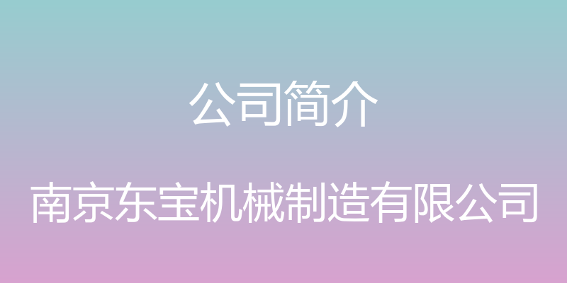 公司简介 - 南京东宝机械制造有限公司